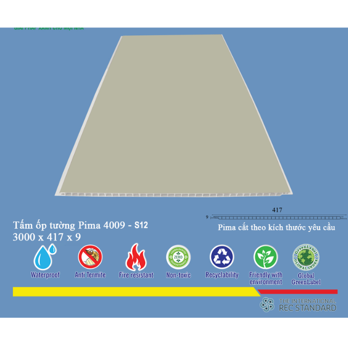 Tấm ốp nano pima ( 3600x400x9) phủ vân S12