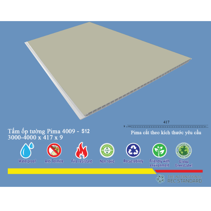 Tấm ốp nano pima ( 3600x400x9) phủ vân S12