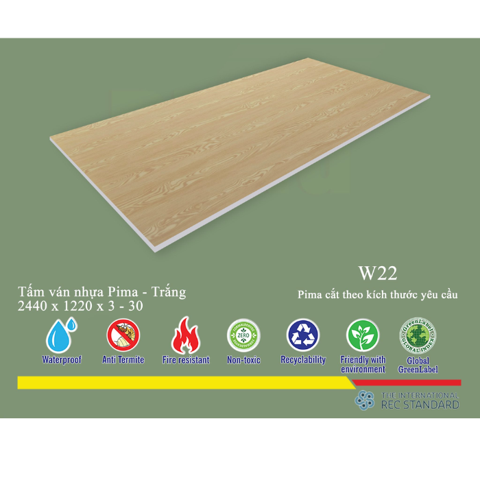Tấm pima 15mm phủ HPL W23 - 2 mặt