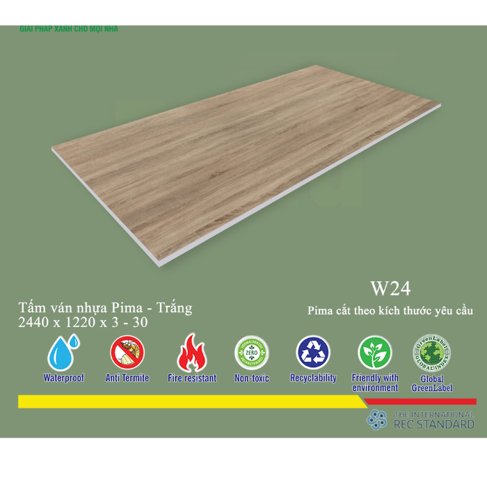 Tấm pima 15mm phủ HPL W24 - 2 mặt