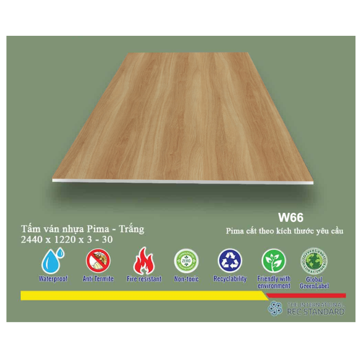 Tấm pima 15mm phủ HPL W66 - 2 mặt