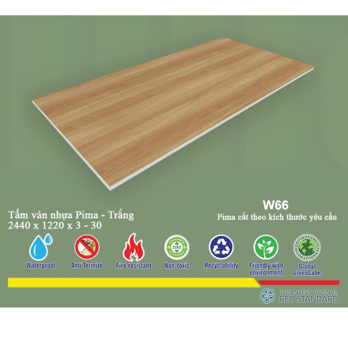Tấm pima 15mm phủ HPL W66 - 2 mặt
