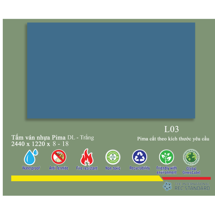 Tấm Pima DL 08mm phủ vân gỗ L03 (PE) - 1 mặt