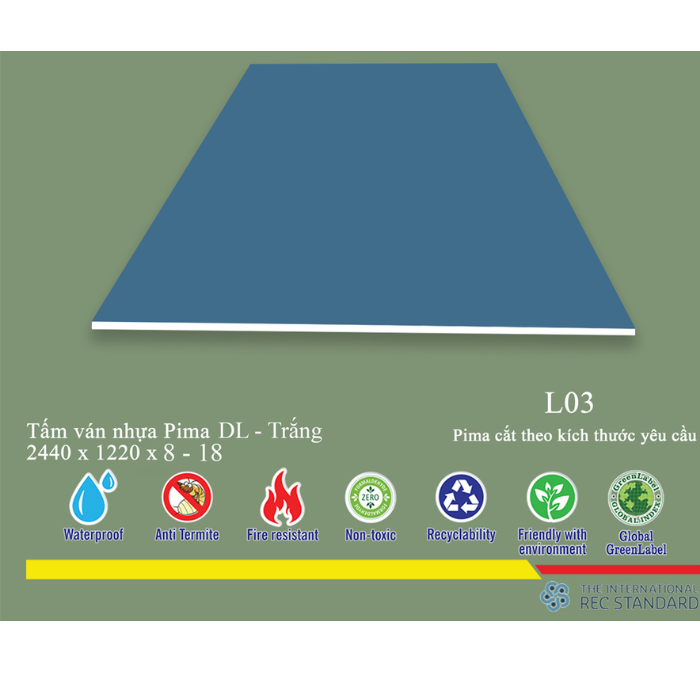 Tấm Pima DL 08mm phủ vân gỗ L03 (PE) - 1 mặt