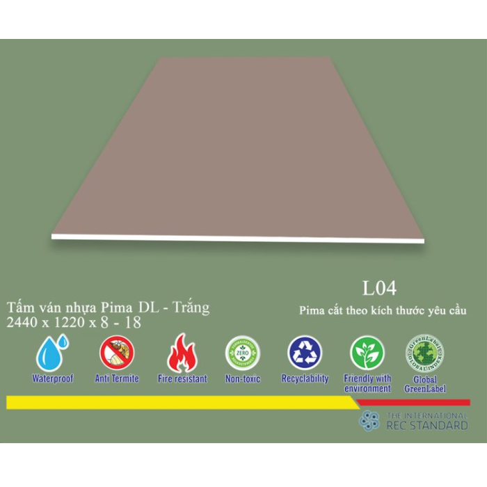 Tấm Pima DL 08mm phủ vân gỗ L04 (PE) - 1 mặt