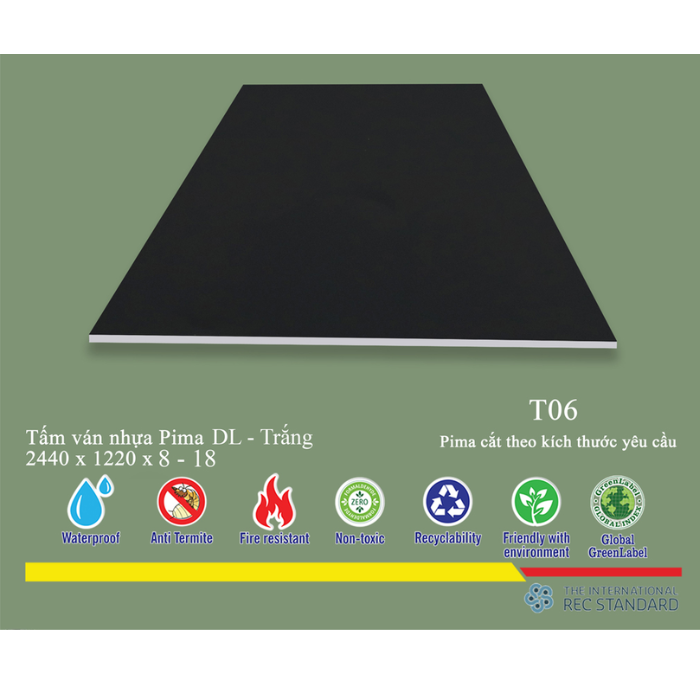 Tấm Pima DL 17mm phủ vân gỗ T06(PE) - 2 mặt