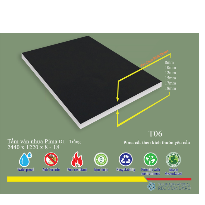 Tấm Pima DL 17mm phủ vân gỗ T06(PE) - 2 mặt