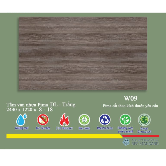 Tấm Pima DL 17mm phủ vân gỗ W09 - 2 mặt