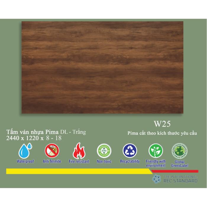 Tấm Pima DL 17mm phủ vân gỗ W25 - 2 mặt
