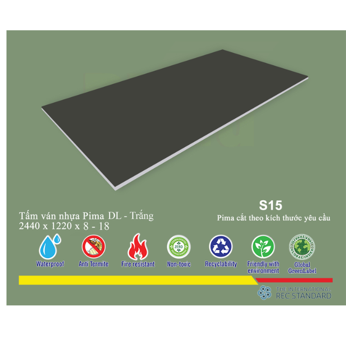  Tấm Pima DL 8mm phủ vân gỗ S15- 1 mặt
