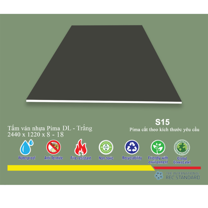  Tấm Pima DL 8mm phủ vân gỗ S15- 1 mặt