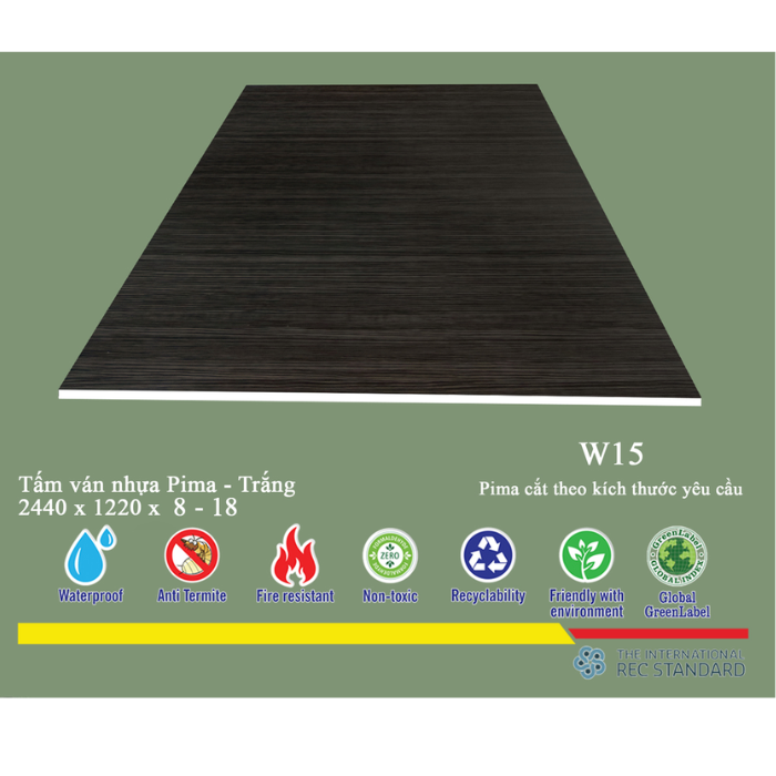 Tấm Pima DL 8mm phủ vân gỗ W15 - 1 mặt