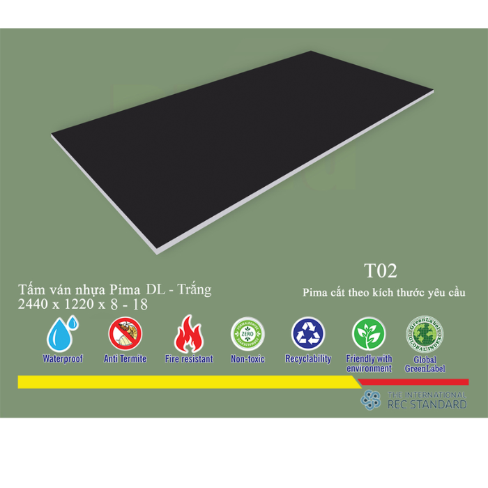 Tấm Pima DL 8mm phủ vân T02 (PE)- 1 mặt
