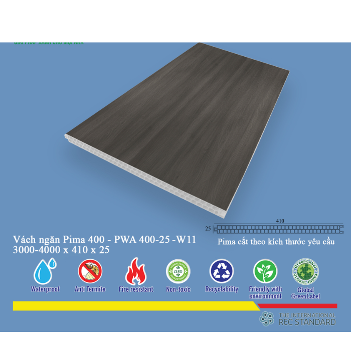 Tấm vách ngăn trang trí pima 40025 (4000) phủ vân W12