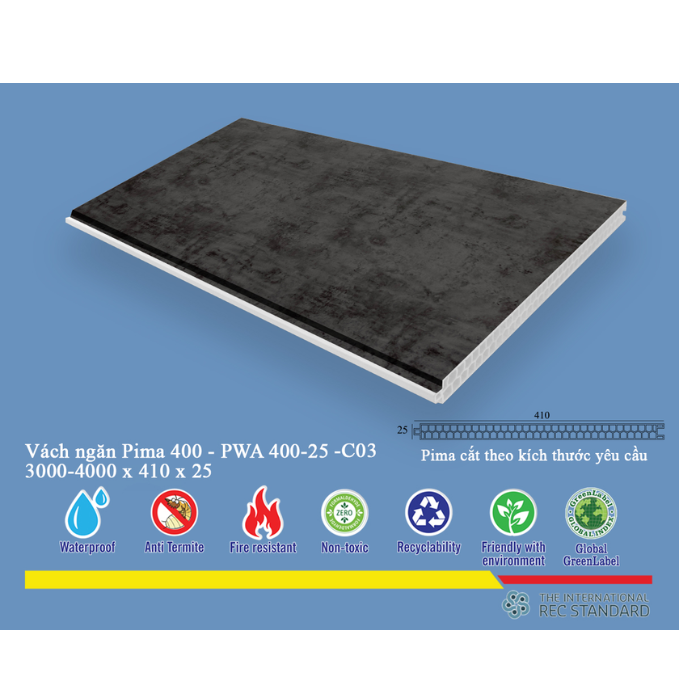  Tấm vách ngăn trang trí Pima 40025 phủ vân gỗ C03