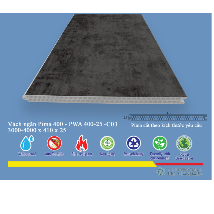  Tấm vách ngăn trang trí Pima 40025 phủ vân gỗ C03