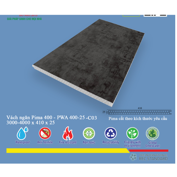  Tấm vách ngăn trang trí Pima 40025 phủ vân gỗ C03