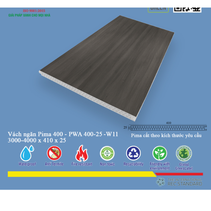 Tấm vách ngăn trang trí Pima 40025 phủ vân gỗ W12