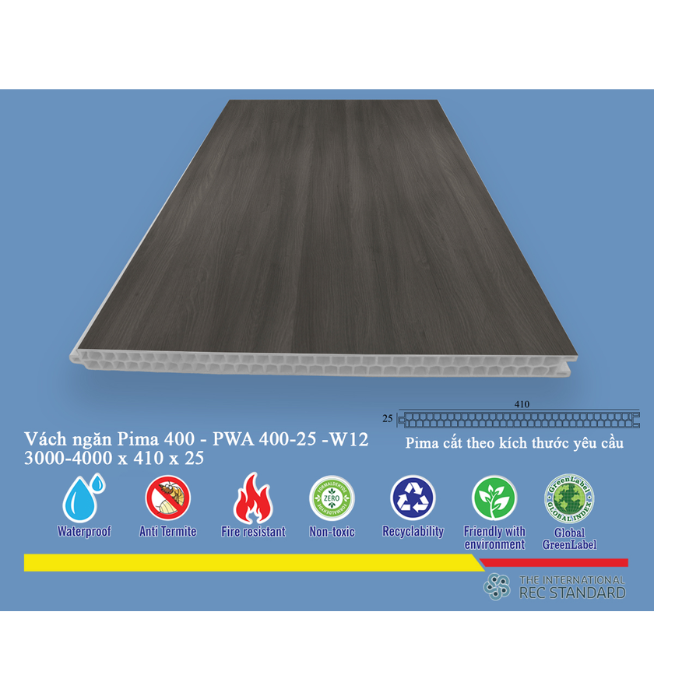 Tấm vách ngăn trang trí Pima 40025 phủ vân gỗ W12