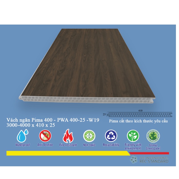 Tấm vách ngăn trang trí Pima 40025 phủ vân gỗ W19