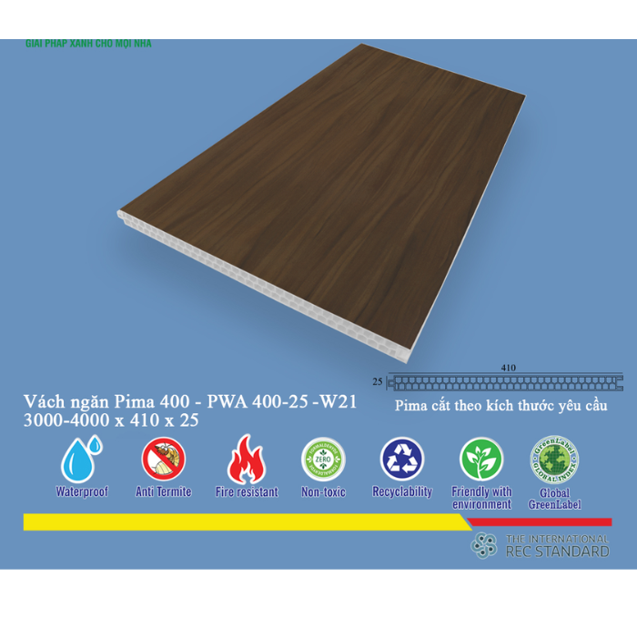 Tấm vách ngăn trang trí Pima 40025 phủ vân gỗ W21