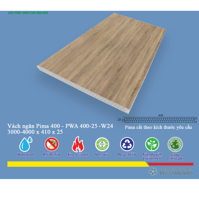 Tấm vách ngăn trang trí Pima 40025 phủ vân gỗ W24