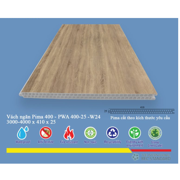 Tấm vách ngăn trang trí Pima 40025 phủ vân gỗ W24