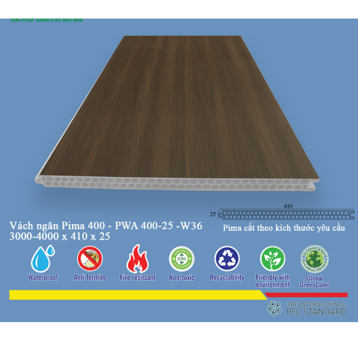 Tấm vách ngăn trang trí Pima 40025 phủ vân gỗ W36