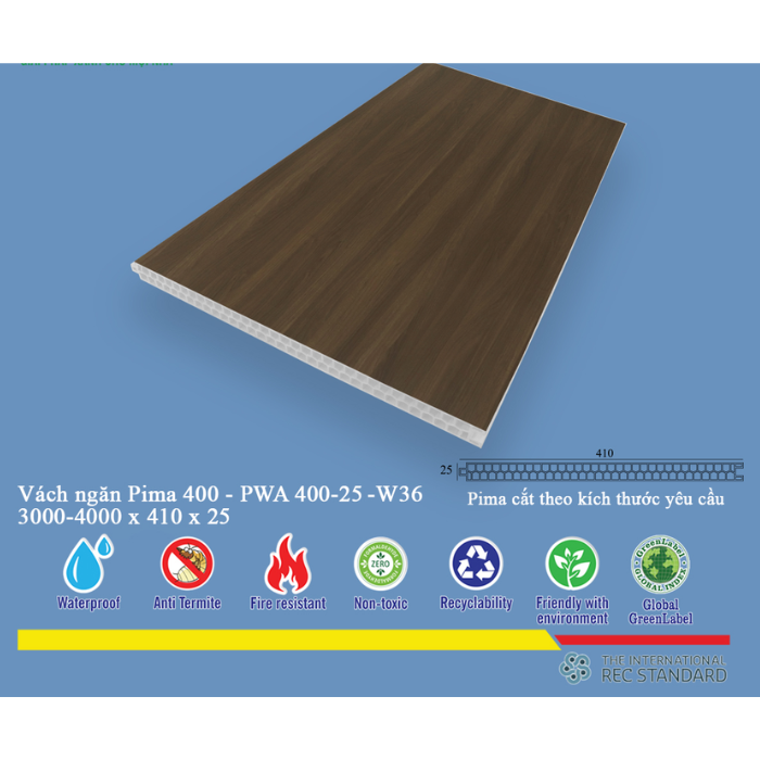 Tấm vách ngăn trang trí Pima 40025 phủ vân gỗ W36