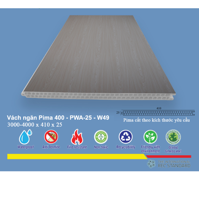 Tấm vách ngăn trang trí Pima 40025 phủ vân gỗ W49