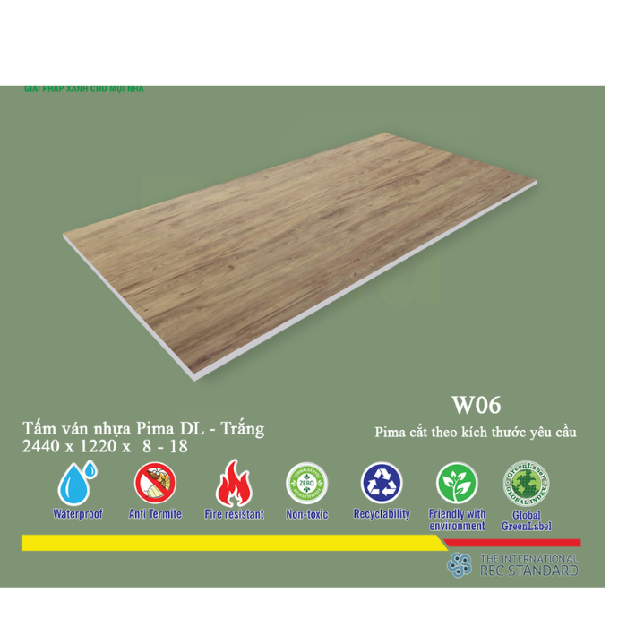 Tấm Ván Nhựa PIMA DL Trắng W06 2 MẶT- 17mm