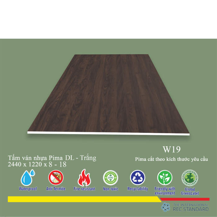 Tấm Ván Nhựa PIMA DL Trắng W19- 1 MẶT 8mm