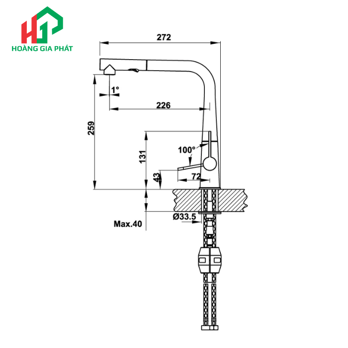 Vòi bếp Hafele 570.82.400 XÁM