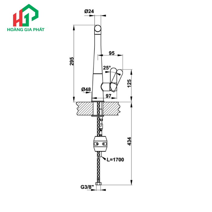Vòi bếp Hafele 570.82.400 XÁM
