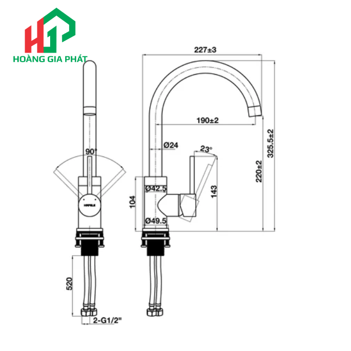 Vòi bếp Hafele 577.56.500 MÀU XÁM