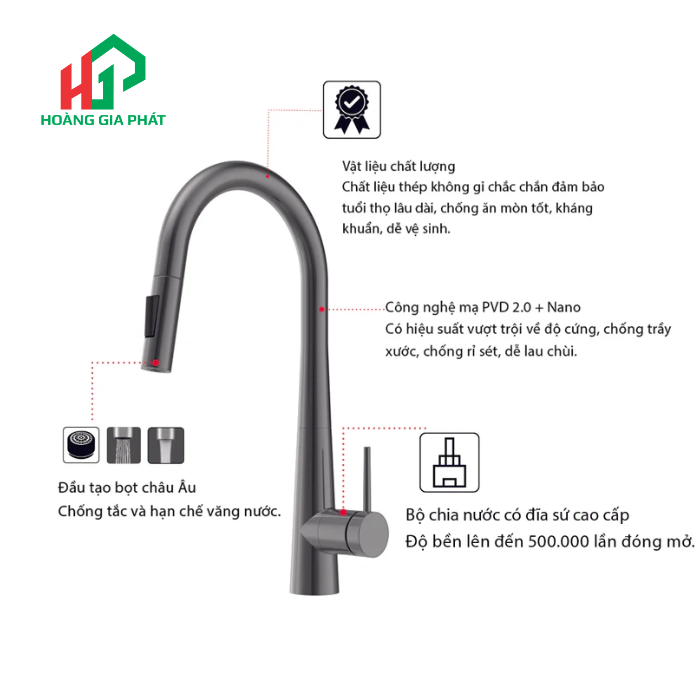 Vòi bếp Hafele Màu Đen 567.24.498