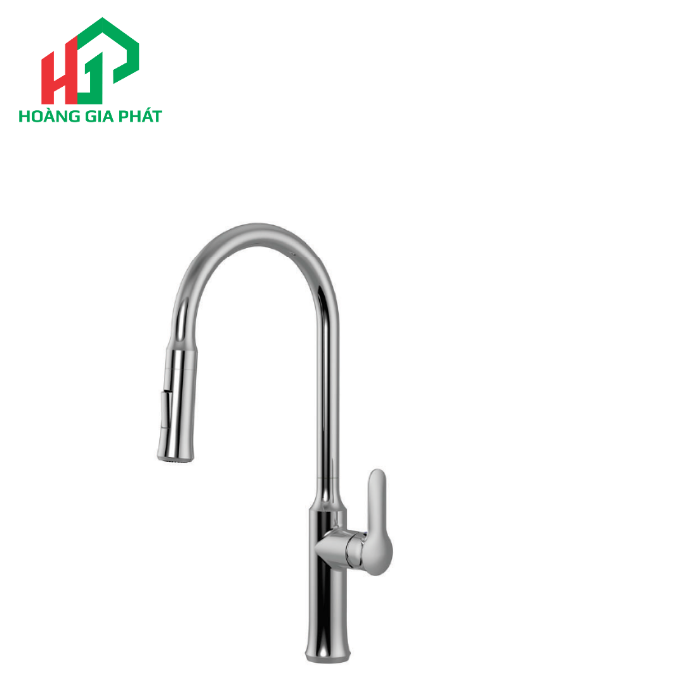 Vòi rửa chén nóng lạnh dây rút đồng thau chrome MALLOCA K94C