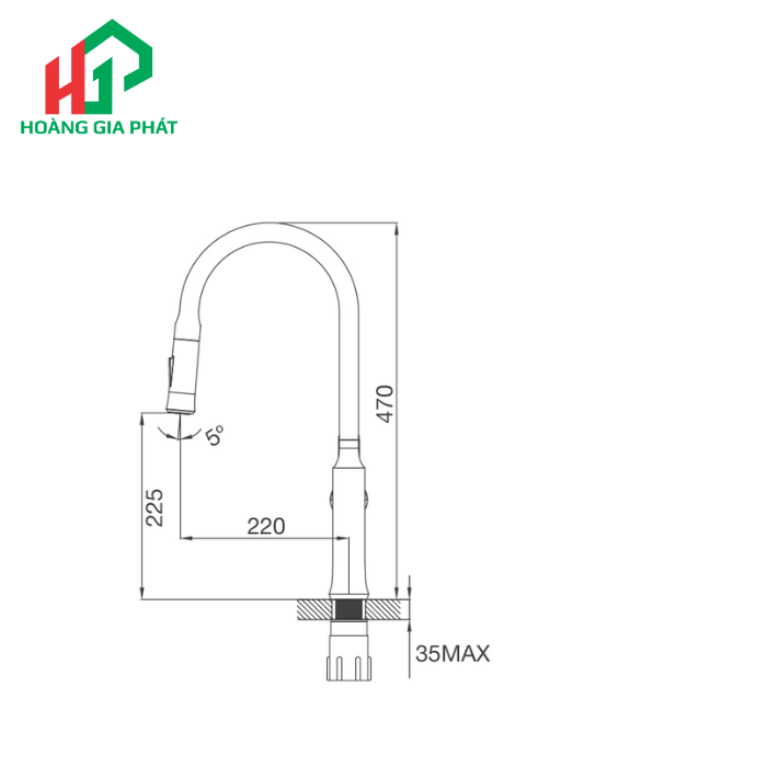 Vòi rửa chén nóng lạnh dây rút đồng thau chrome MALLOCA K94C