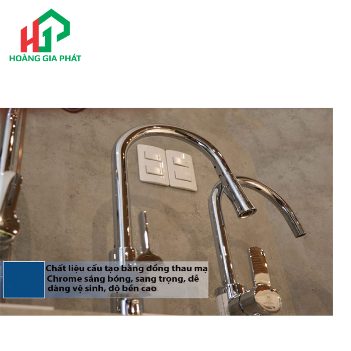 Vòi rửa chén nóng lạnh dây rút đồng thau chrome MALLOCA K94C