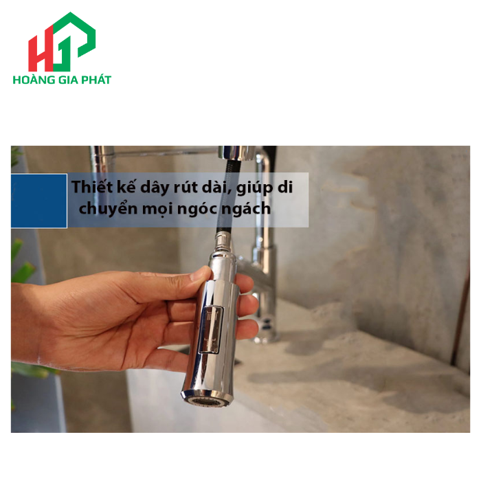 Vòi rửa chén nóng lạnh dây rút đồng thau chrome MALLOCA K94C