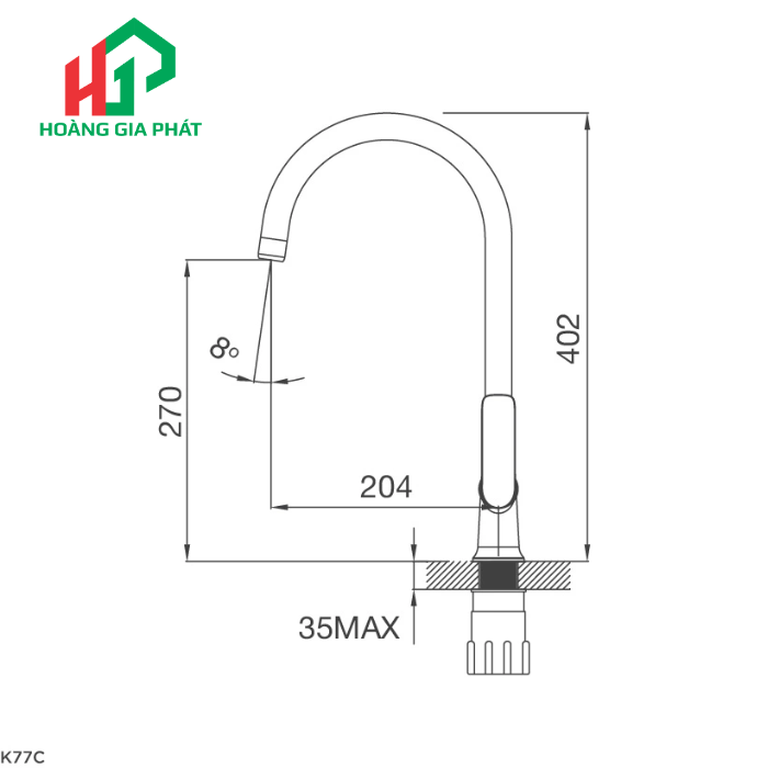 Vòi rửa chén nóng lạnh MALLOCA - K77C